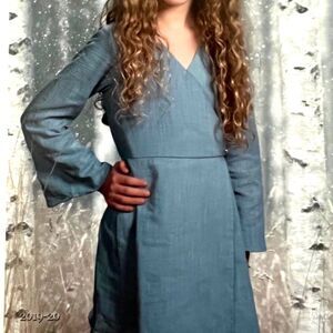 Medium Blue Spring Easter Day Long Sleeve Summer Dress by GB Girls Size Small